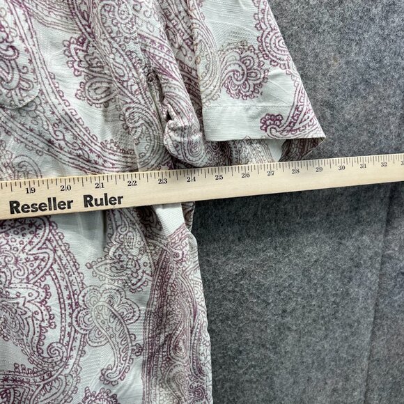 Tommy Bahama Shirt Mens XL Beige Purple Button Down Silk Camp Paisley Hawaiian - Picture 3 of 11